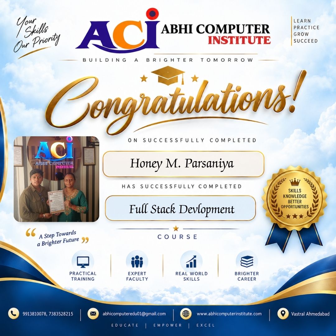 Honey M. Parsaniya certificate