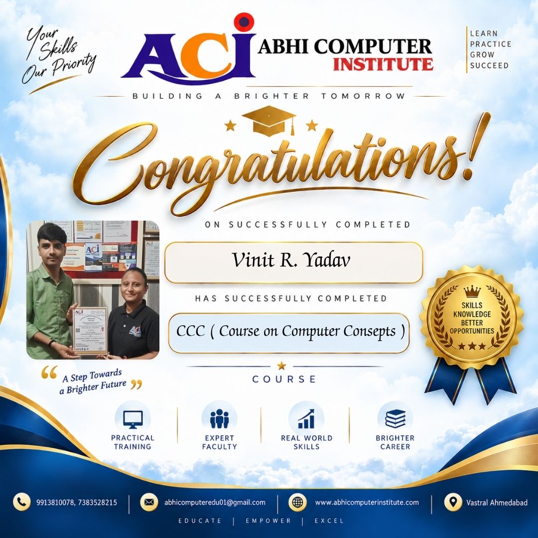 Vinit R. Yadav certificate