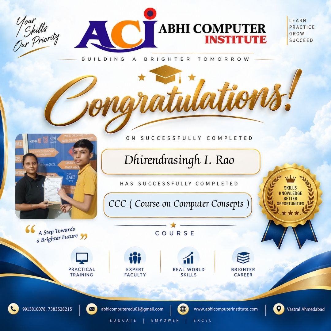 Dhirendrasingh I. Rao certificate