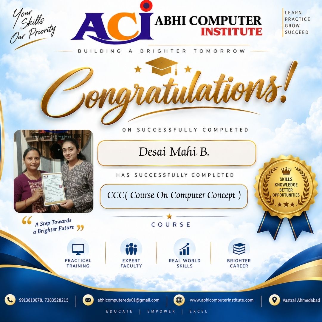 Desai Mahi B. certificate
