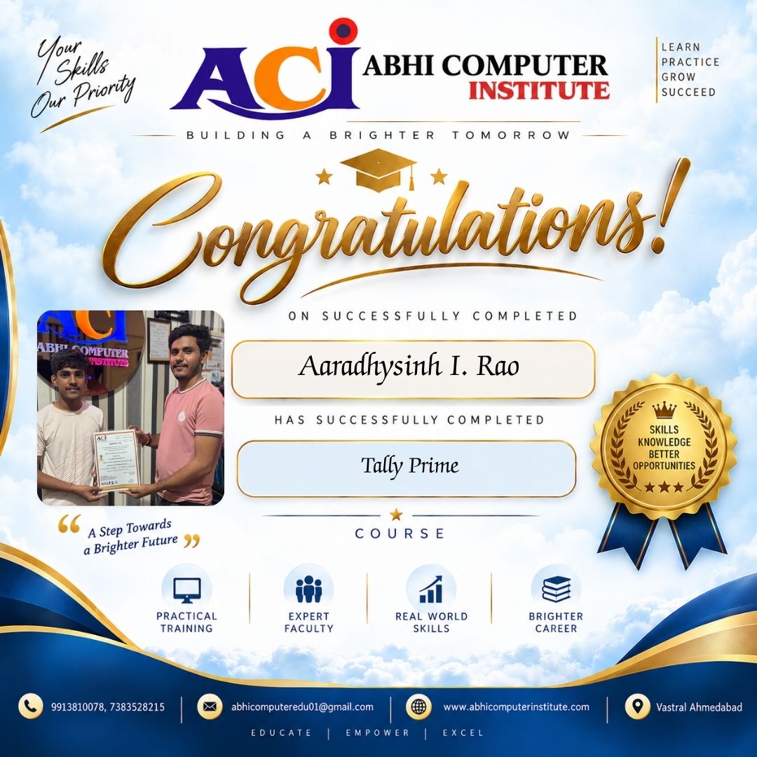 Aaradhysinh I. Rao certificate