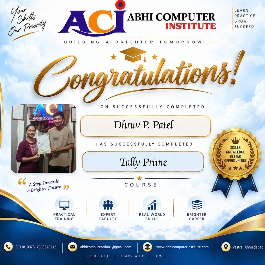 Dhruv P. Patel certificate